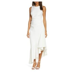 ELIZA J |  Ruffled Asymmetrical Hem Scuba Crepe Evening Dress Size 8 NEW